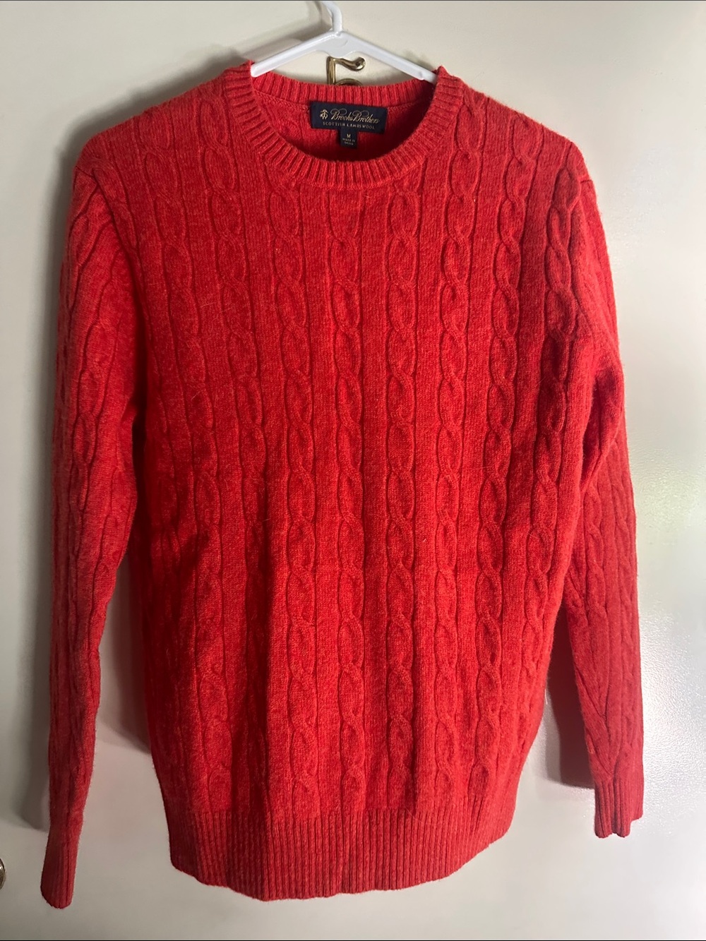 Brooks Brothers Red Cable-Knit Crewneck Sweater